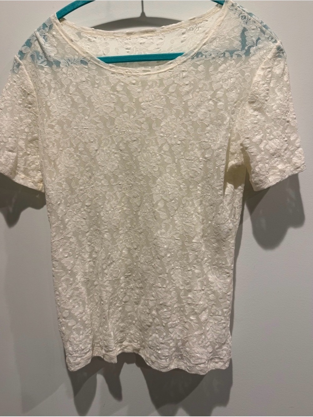 Hanky Panky Ivory Lace Top short sleeve size large NWT